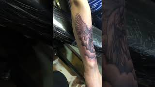Dove tattoo work in progress. #2020 #tattoo #dove #clouds #shorts