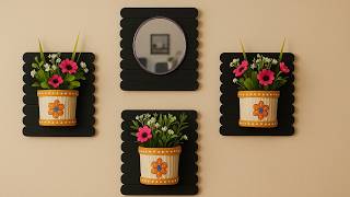 How to Make DIY Wall Decor with Ice Cream Sticks | Flower Pot & Mirror Craft Ideas