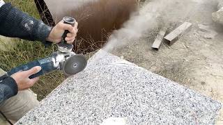 Mesa de granito redonda con radial o amoladora Round granite table with angular grinder