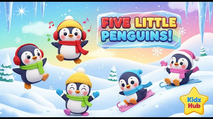 Five Little Penguins Song + Cute 3D Baby Penguin Songs | Nursery Rhymes for Kids | Kidz Hub