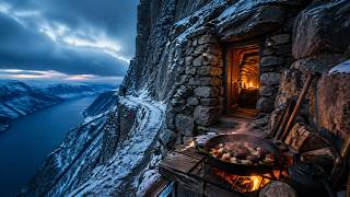 🔥 Cliffside Survival Base: Secret Stone Shelter &amp; Wild Cooking ⛰️