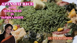 Spinach rice with vegetables in paprika sauce | How to prepare Spinach rice