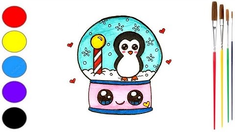 How To Draw A Cute Christmas Drawing Easy | Christmas Snow Globe Drawing Step By Step For Kids