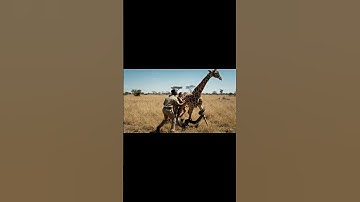 Shocking Moments in Africa: Human Intervention as Python Attacks Giraffe! #AnimalRescue #Shorts