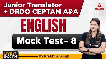 DRDO CEPTAM 10 Admin & Allied | English by Pratibha singh | Mock Test 8