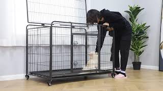 PawHut Dog Cage w/ Lockable Wheels