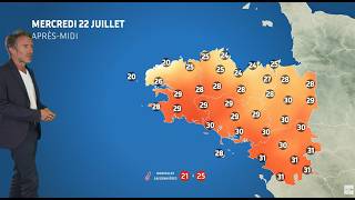 Bulletin météo pour le mercredi 22 juillet 2026