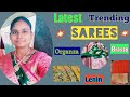 Latest sarees  organza  lenin kalamkari   brasso sarees shopping  haasini rajvi telugu vlogs