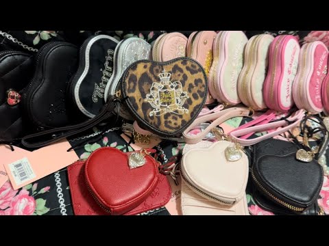 🎀”My Juicy Couture Heart Zip-Around Pouch Collection”🎀 #haul