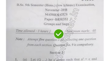 2018 Mdu BSc Math Hons 5th Sem Groups & Rings Question Paper #MduQuestionPaper