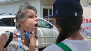 Crazy liberal pulls down mask to infect conservative commentator