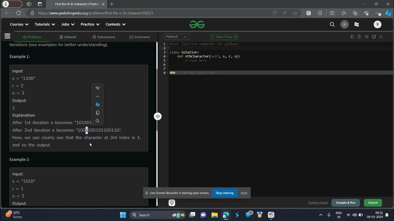 Find the N-th character GFG POTD today Python Solution geeks for geeks ...