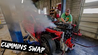 SMOKE-STANG ROARS to Life for First Time EVER( Cummins Swap Mustang)