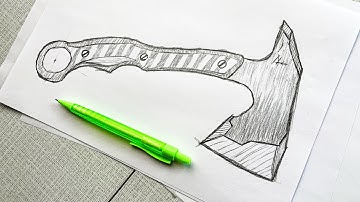 How to Draw an Axe Step by Step / Drawing a Tomahawk Axe  / Easy Drawing Tutorials