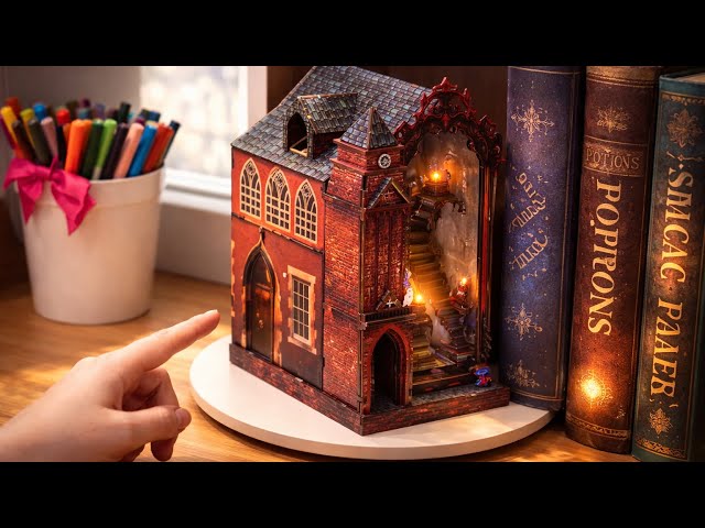 シャドーボックス  BurgeとTemple of Dawn (暁の寺 DIY Magic Castle Book Nook ✨ Full Build & Review | 3D Wooden
