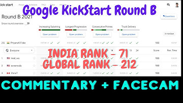 Google KickStart Round B || India Rank 71 || Global Rank 212 || Facecam + Commentary