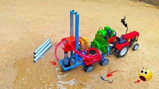 Diy tractor mini borewell drilling machine | Hydraulic powered | water pump | science project