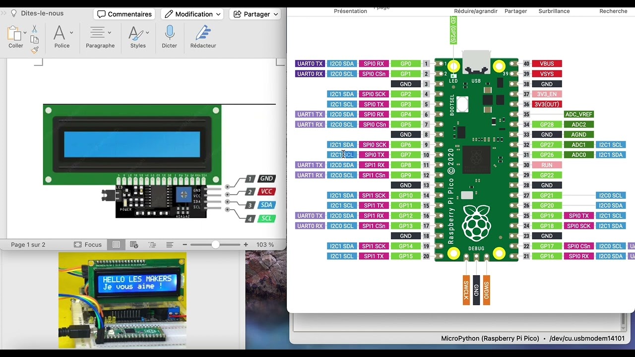 Comment afficher une chaîne de caractères sur un écran LCD sous micropython 😉