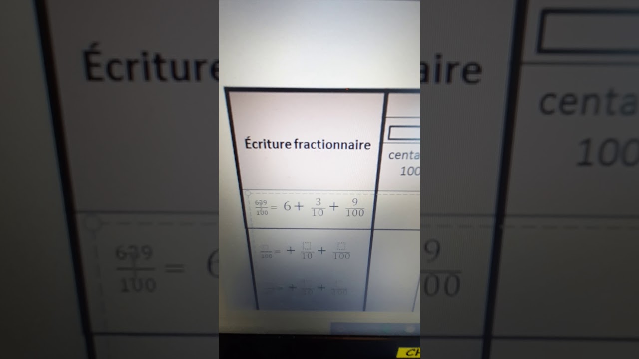 Numération passer de la fraction décimal aux nombres décimaux - YouTube