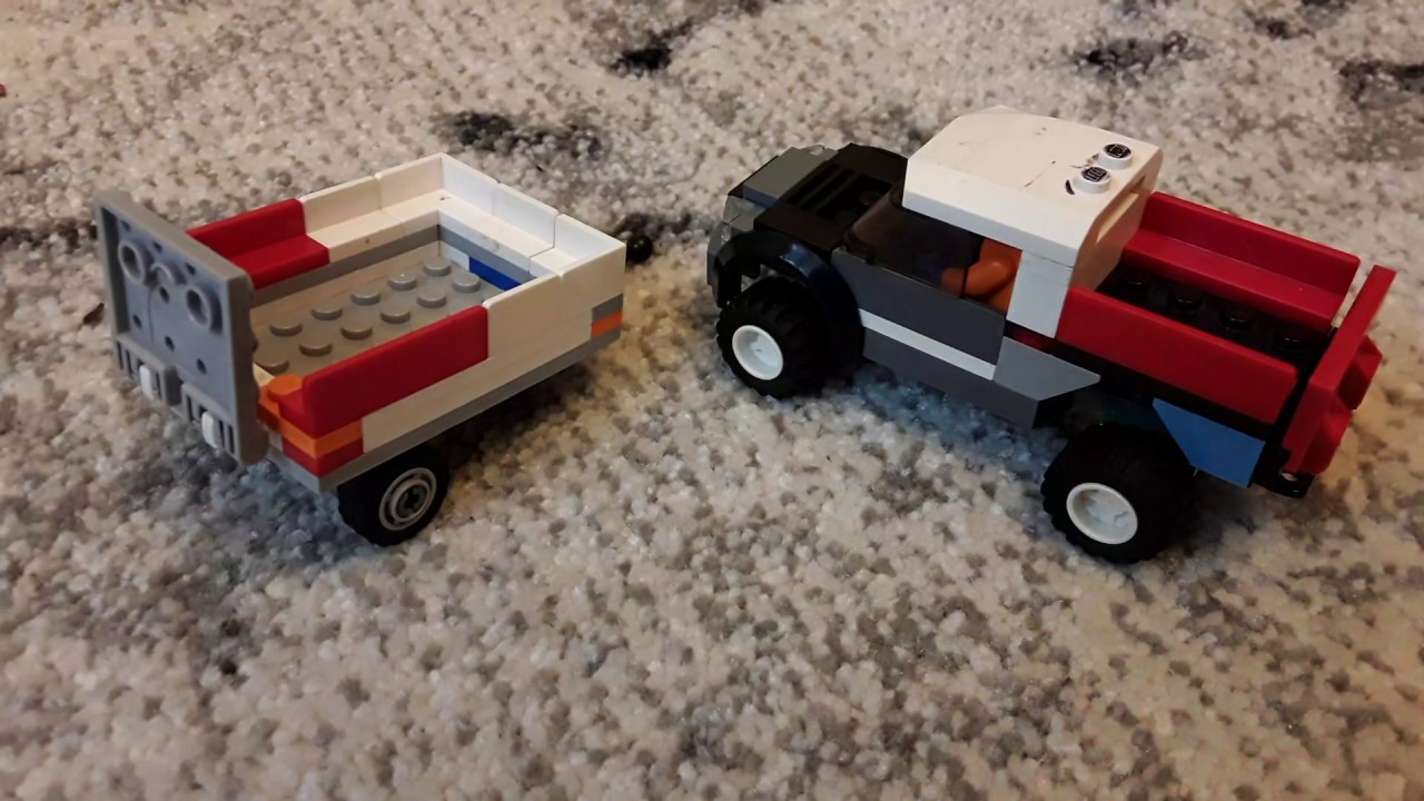 Lego How to build a lego pickup truck with trailer. (Part