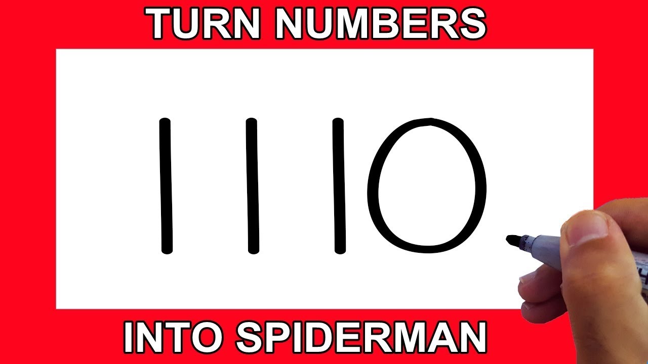 very easy how to draw spiderman from numbers 1110 for