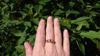 Celebrity An antique 18ct gold ruby & diamond five stone ring Profile