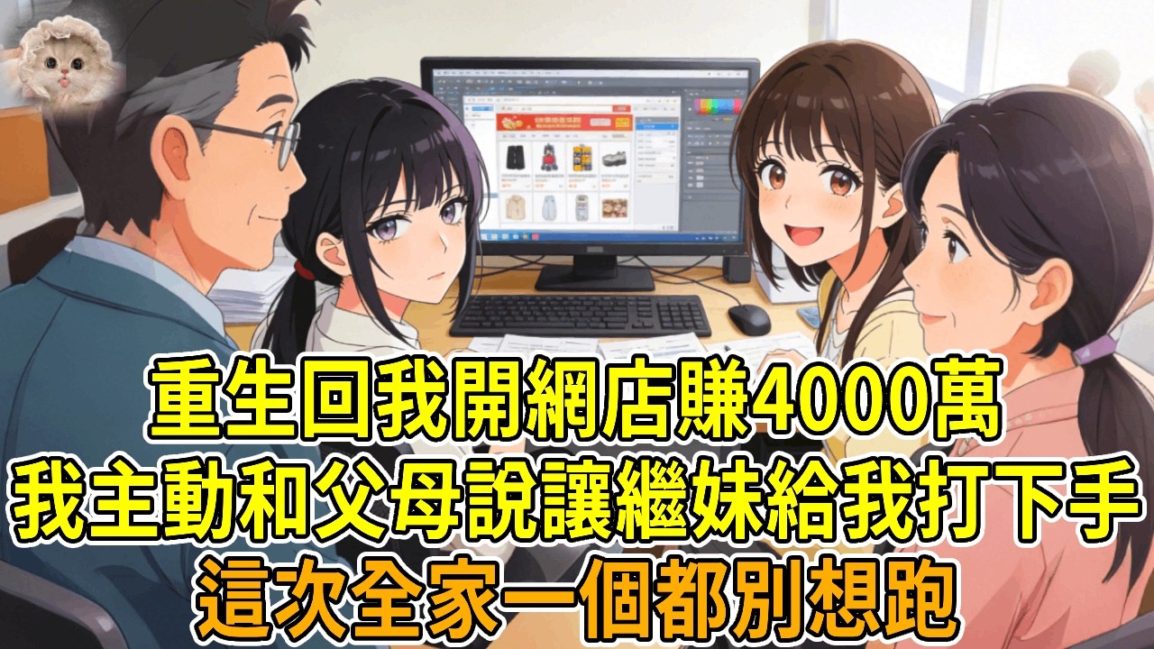 上一世，我靠開網店爆紅賺4千萬。妹妹知道後，非要來給我打下手，爸媽逼我留下妹妹。從那之後，妹妹偷偷轉走店鋪管理權和客戶資源，店鋪售假讓我身敗名裂，妹妹揮霍一空欠債，家破人亡。再睜眼，我回到被妹妹給我打