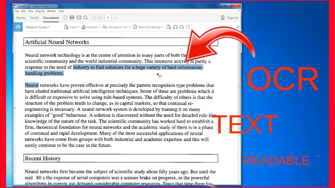 Quickly Learn How To Ocr Make Your Pdf Files Text Readable Youtube