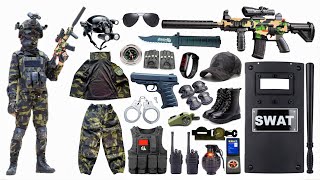 Special Police Weapons Toy set Unboxing-M416 guns, Gas mask, Glock pistol, Dagger