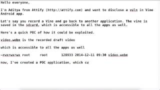 Vine Android application security vulnerability by Attify Mobile Security