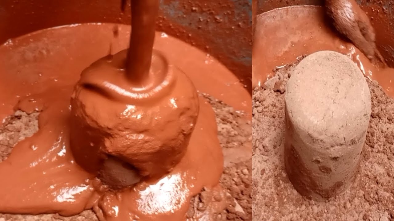 New Video Satisfying Relaxing Dusty Silky Soft Red Sand Asmr Water Crumbling+Paste Pouring +Play😋
