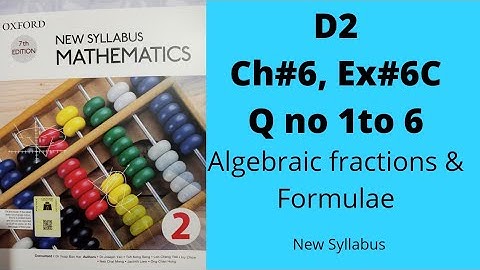 Oxford Mathematics 2, D2, Chapter no 6, Exercise no 6C, Q no 1 to 6, New Syllabus, 7th Edition.