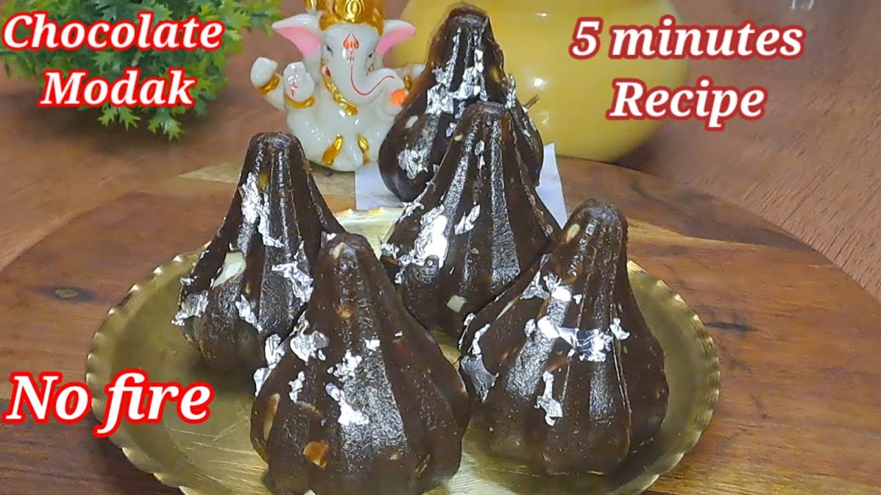 Chocolate Modak Recipe | Fireless cooking Recipe| 5 minutes Recipe | No ...