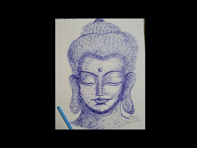 Artist Manoj Bhatti Title Buddha in Lotus Size 26 x 34 Inches Medium Pen   Ink on Paper To view more artworks visit us a  Artwork Creative  painting Pen art