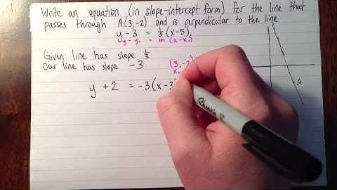 Writing an equation of a line perpendicular to another line