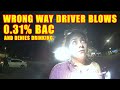 Bodycam DUI Arrest - Wrong Way Driver Blows 0.31% and Denies Drinking Alcohol