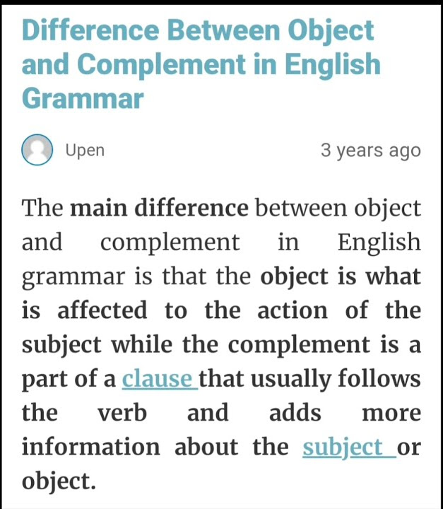 What is difference between object & complement in english grammar? # ...