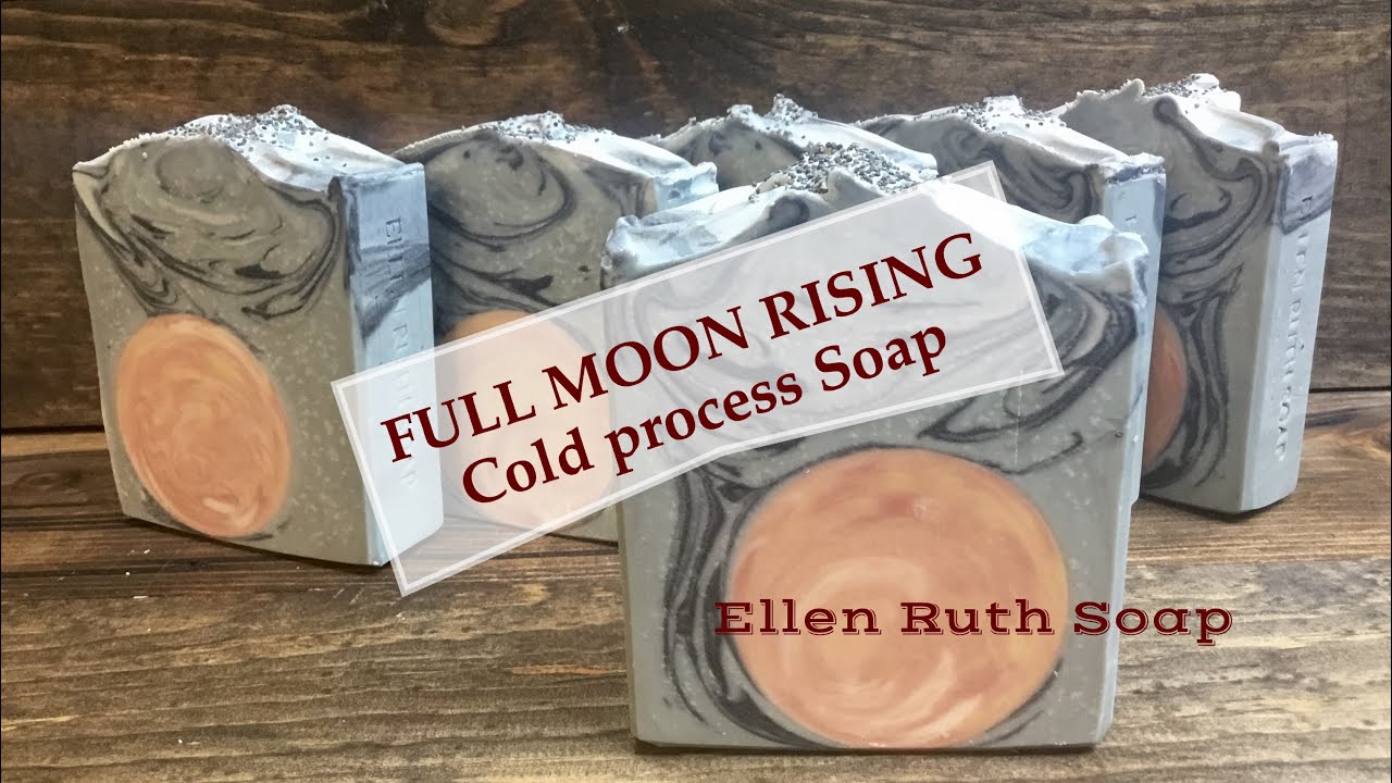 Making, cutting and stamping, of FULL MOON RISING cold process embed soap
