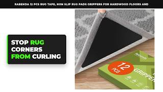 Rabenda 12 Pcs Rug Tape, Non Slip Rug Pads Grippers for Hardwood Floors and Tiles, Reusable