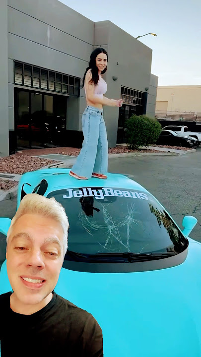TIKTOKER DESTROYS THE WINDSHIELD OF A FERRARI #car #cars #ferrari