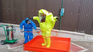 Mobile Hexagonal Decontamination Shower System and Decon Pool