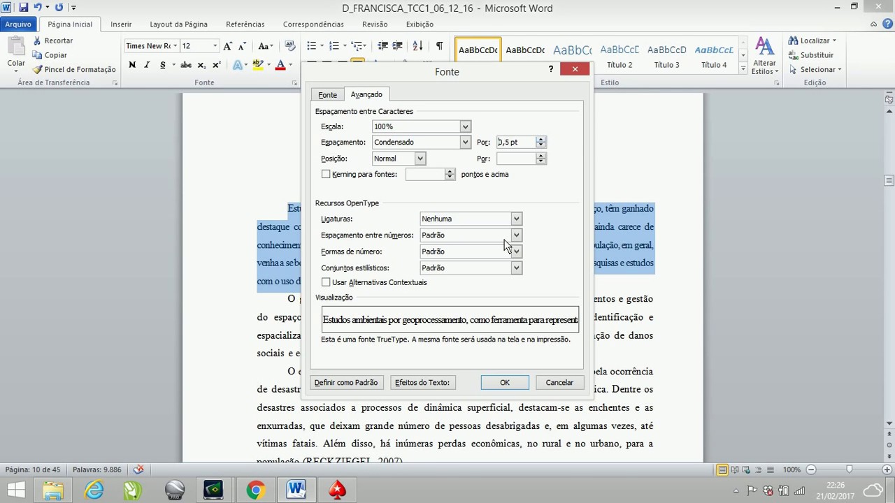 Diminuir e aumentar espaçamento entre caracteres letras no word - YouTube