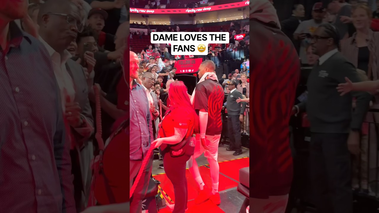 Dame gives a fan a towel postgame and he is HYPE🤩