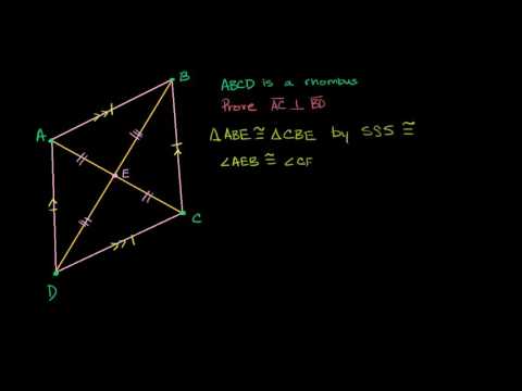 Proof: Rhombus diagonals are perpendicular bisectors | Quadrilaterals | Geometry | Khan Academy