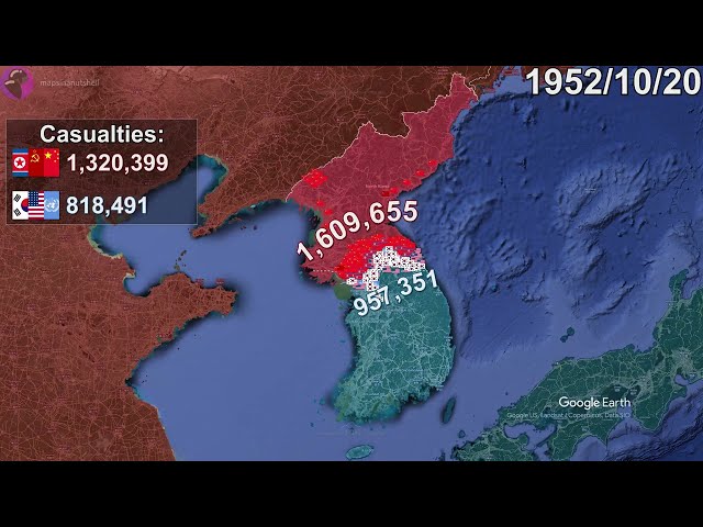 The Korean War in 1 minute using Google Earth