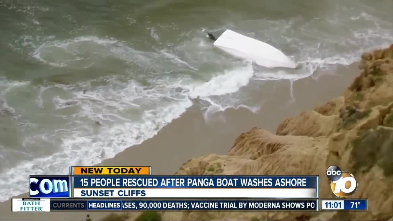 15 people rescued after panga boat washes ashore - YouTube