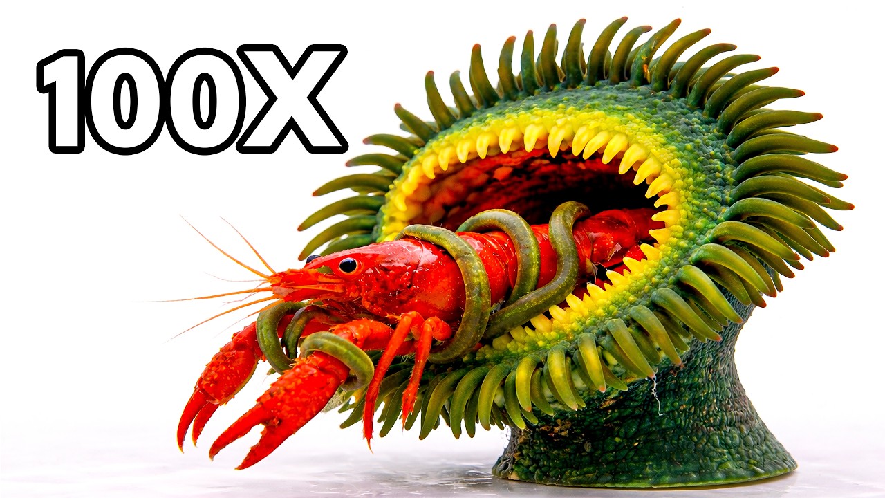 100 Shrimp vs. Marine Carnivorous Plant