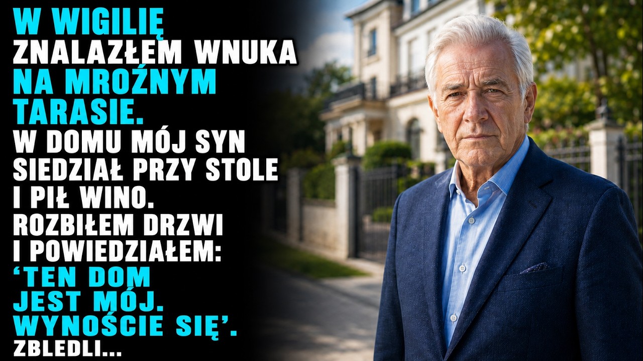 W Wigilię znalazłem mojego siedmioletniego wnuka trzęsącego się z zimna na tarasie willi mojego syna, podczas gdy cała rodzina jadła indyka przy świątecznym stole. Rozbiłem szklane drzwi kamienną...