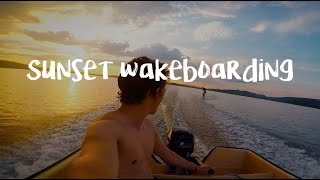 EPIC SUNSET WAKEBOARDING !!
