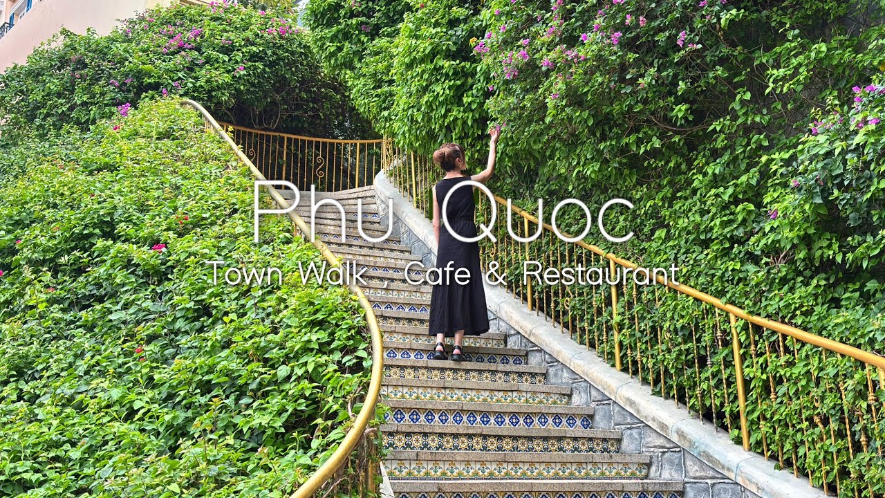 ベトナム🇻🇳フーコック島🏝️可愛いヨーロッパの街並みを散歩しながらカフェ。夜のキスブリッジと海沿いレストランの夕日のなかでワインVlog